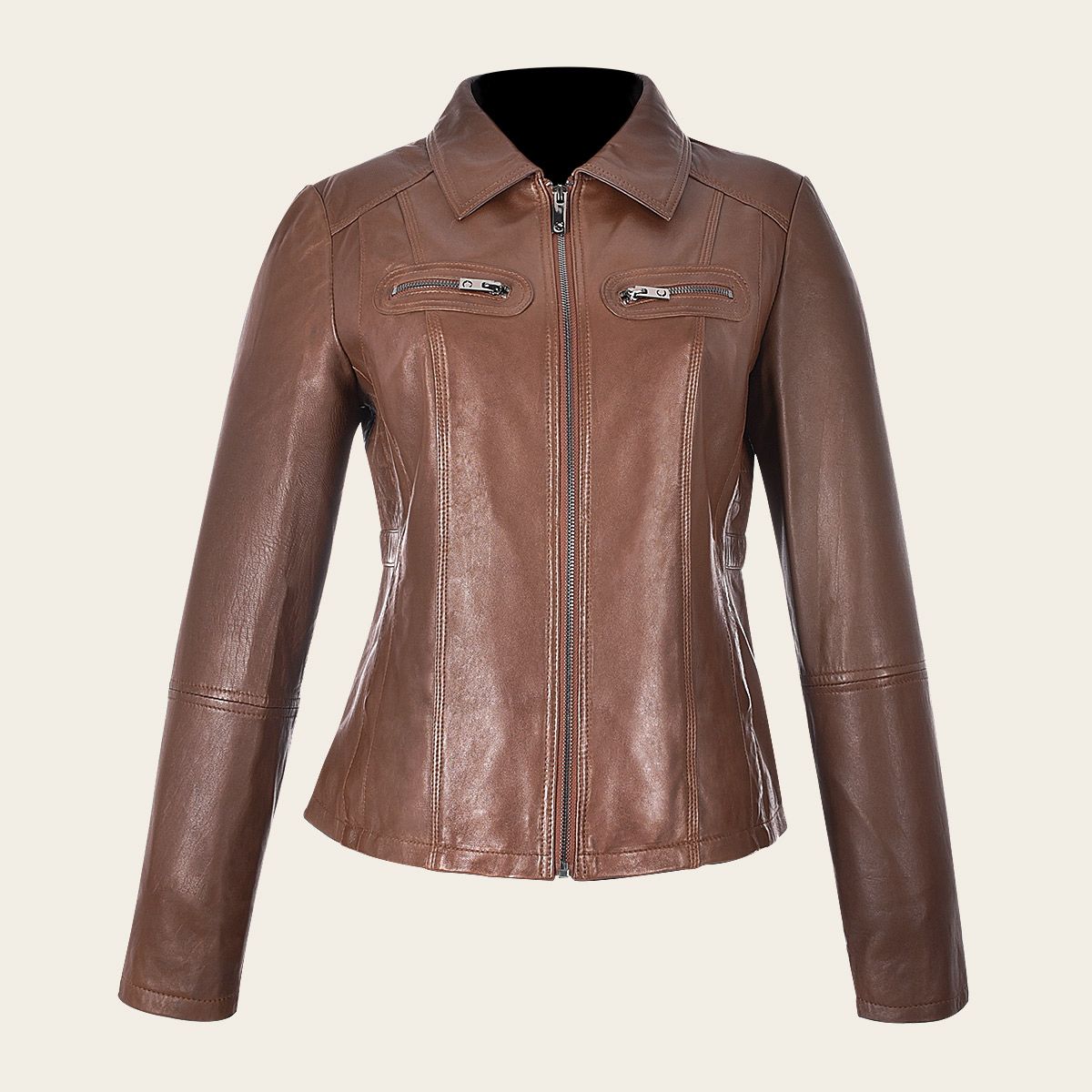 MCMP004 - Cuadra brown dress casual fashion sheepskin leather jacket for women-Kuet.us