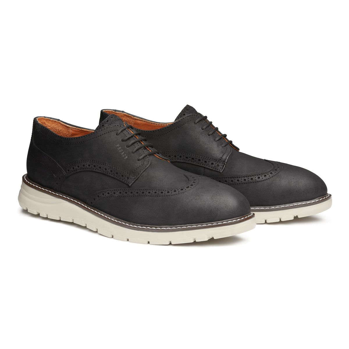 Proxon - Black Leather Steel Toe Safety Derby Wingtip Shoes for Men