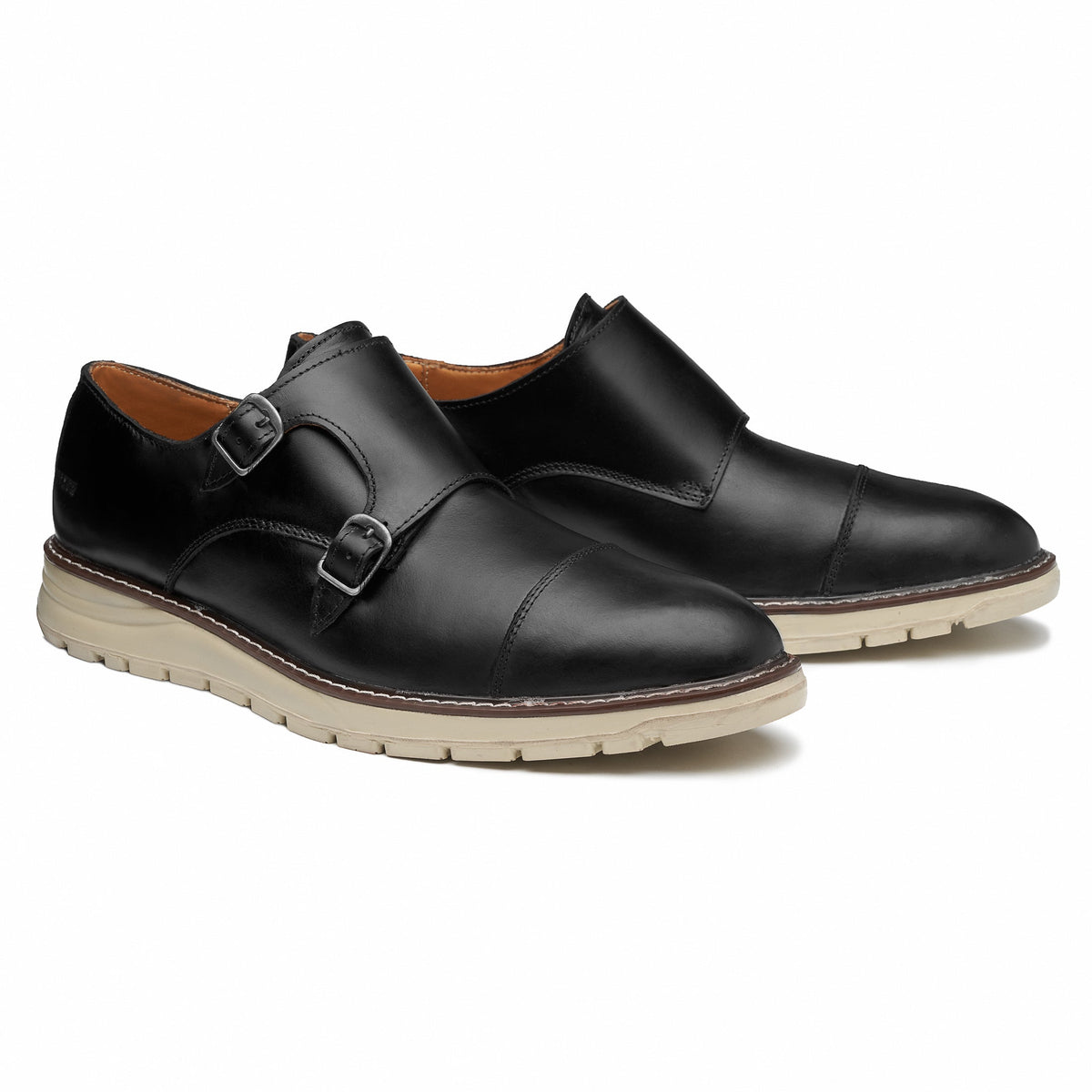 Proxon - Black Lightweight Steel Toe Monk Strap Dress Shoes for Men