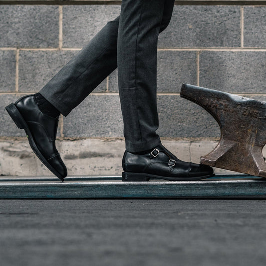 Proxon - Black Steel Toe Safety Goodyear Welt Monk Strap Shoes for Men