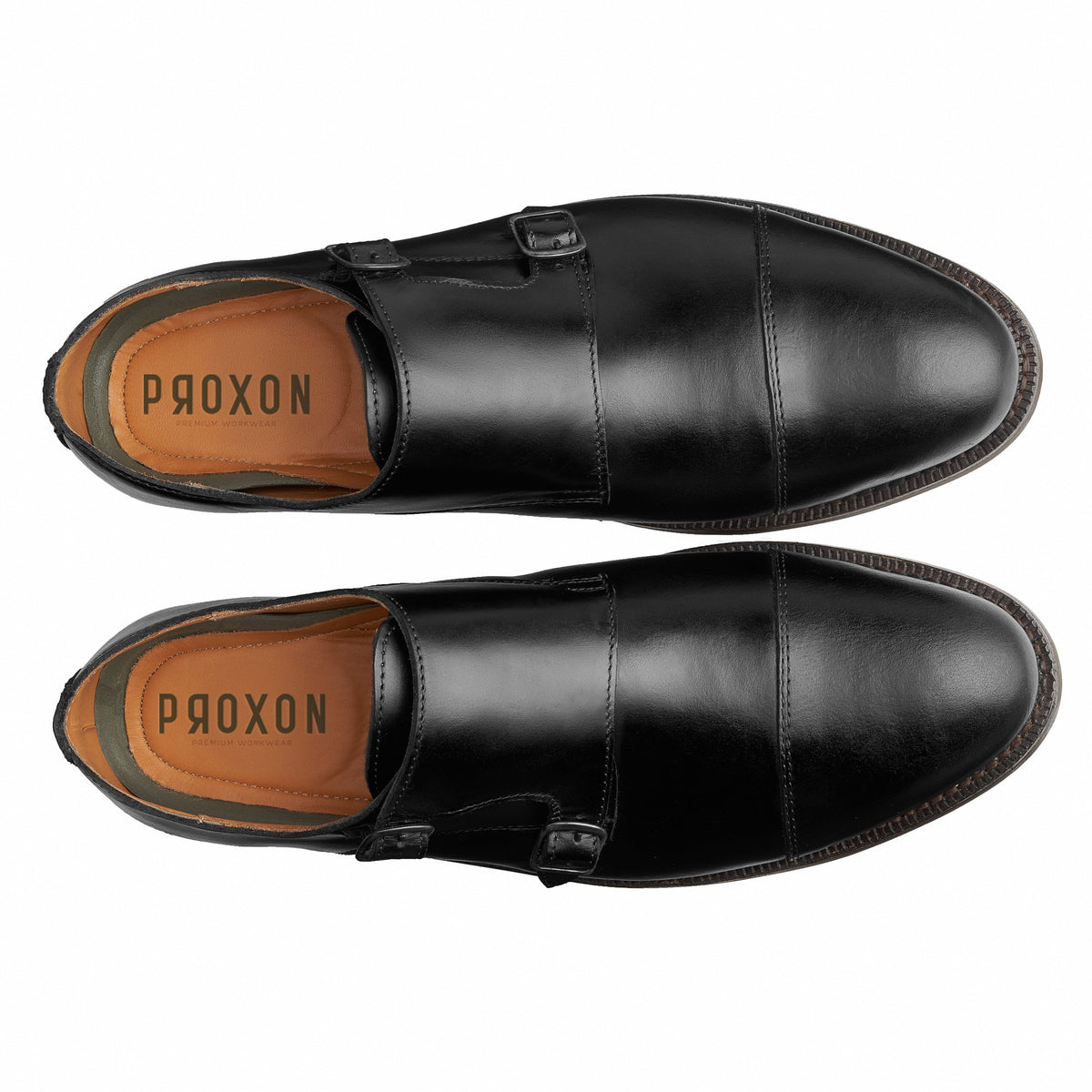 Proxon - Black Steel Toe Safety Goodyear Welt Monk Strap Shoes for Men