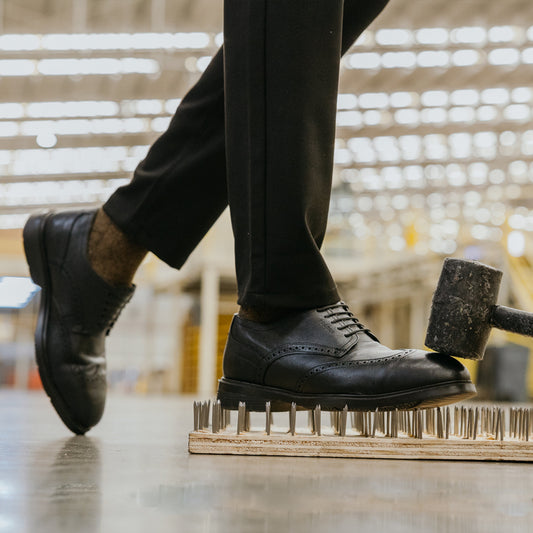 Proxon - Black Suede Steel Toe Safety Wingtip Derby for Men ASTM F2413