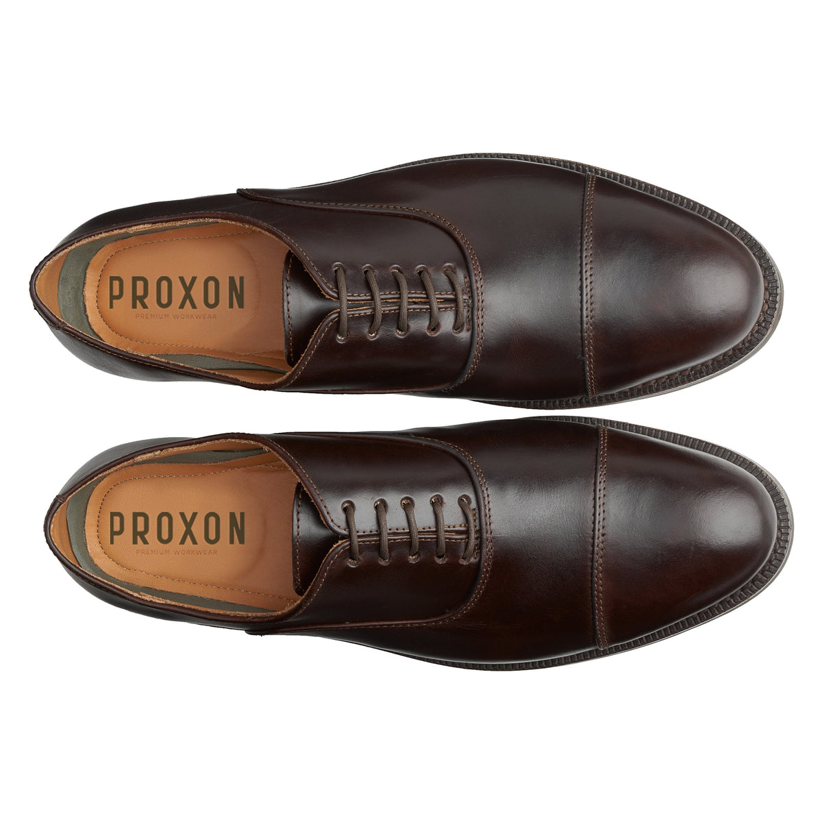 Proxon - Brown Calfskin CEO Goodyear Welt Steel Toe Safety Dress Cap-Toe Shoes for Men