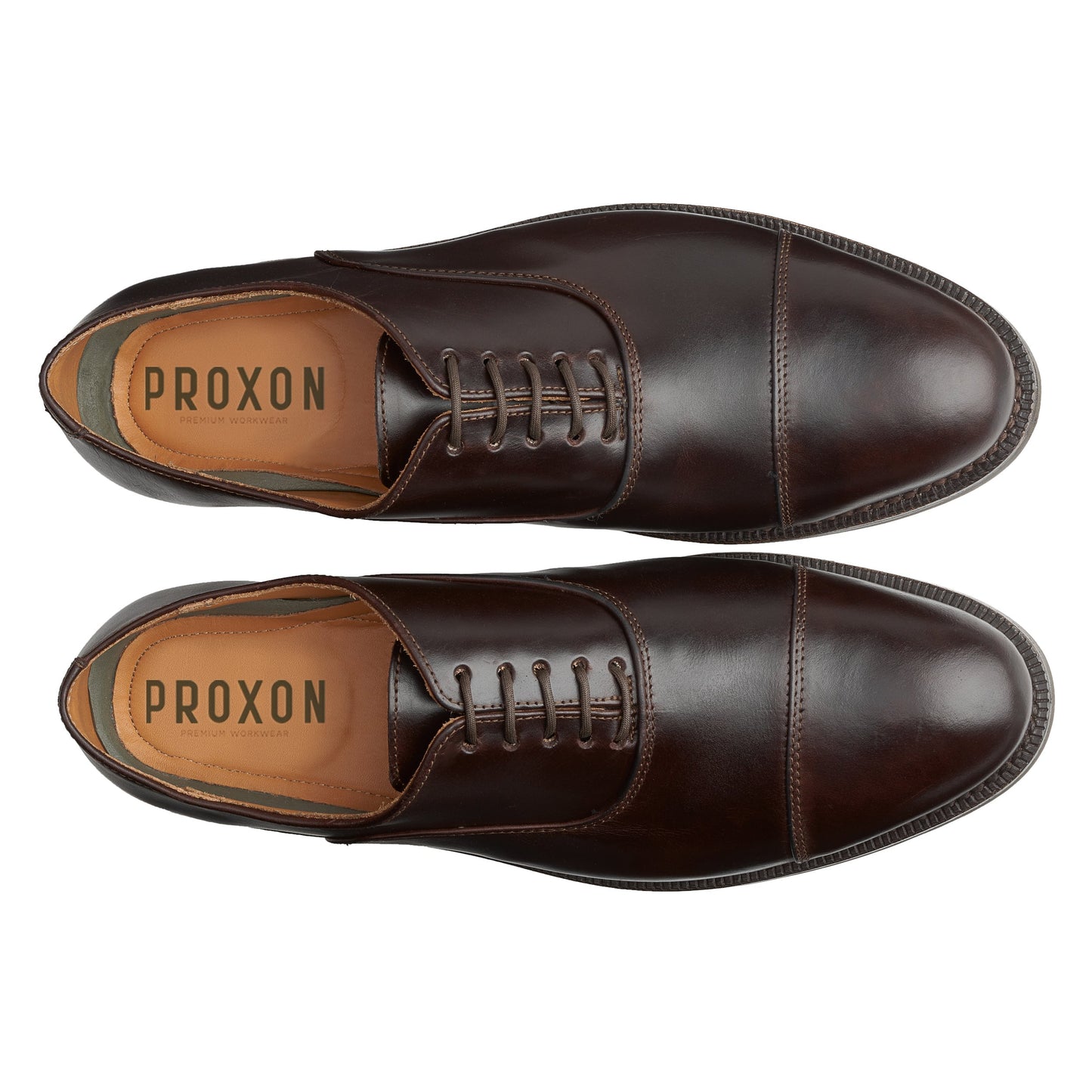Proxon - Brown Calfskin CEO Goodyear Welt Steel Toe Safety Dress Cap-Toe Shoes for Men
