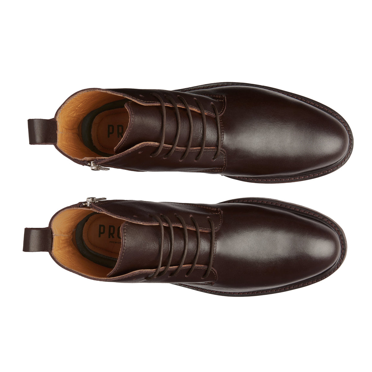 Proxon - Brown Calfskin Steel Toe Dress Lace-Up Boots for Men