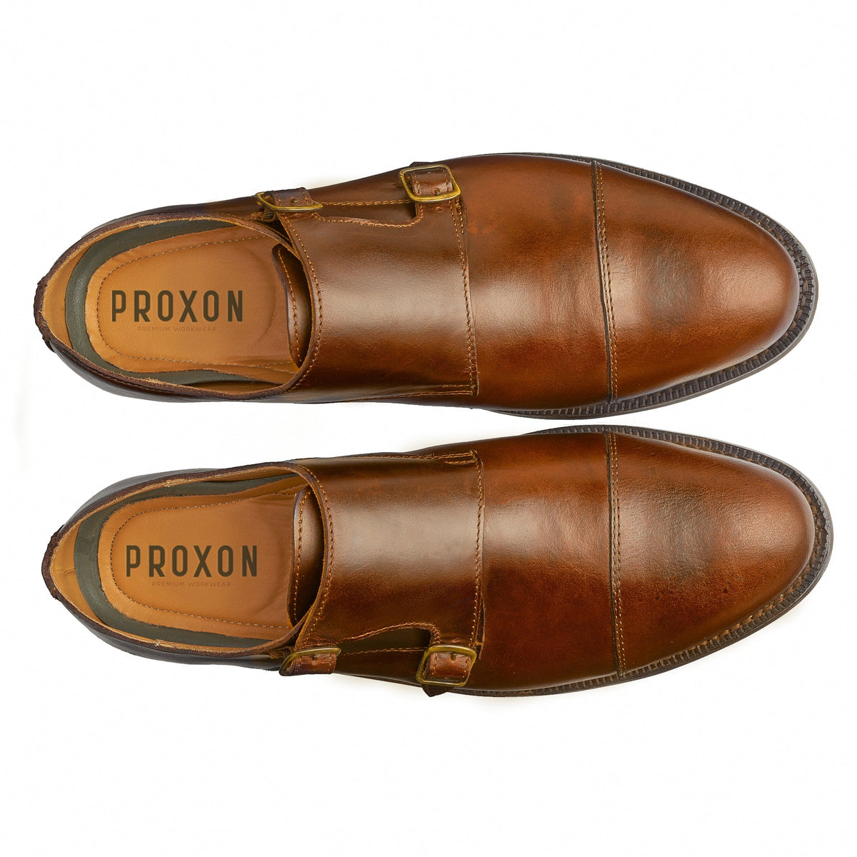 Proxon - Brown Steel Toe Goodyear Welt Monk Strap Shoes for Men