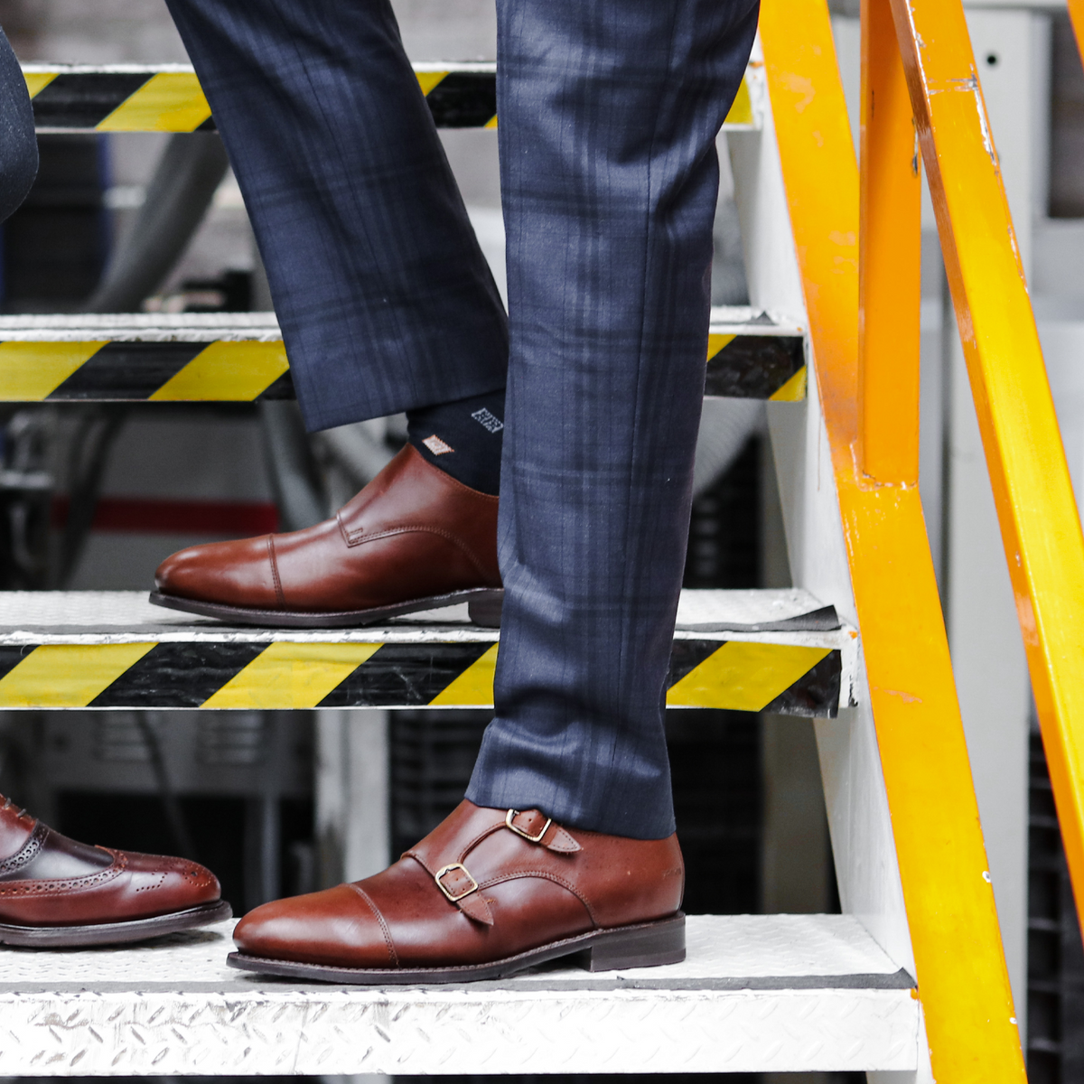 Proxon - Brown Steel Toe Goodyear Welt Monk Strap Shoes for Men