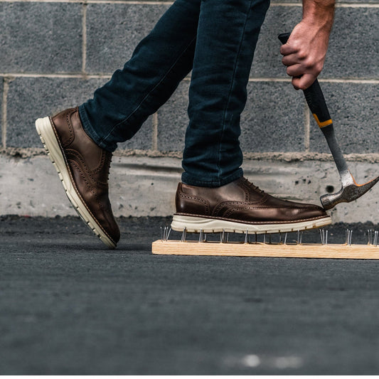 Proxon - Brown Steel Toe Sporty Wingtip Oxford Shoes for Men (ASTM certified)