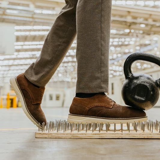 Proxon - Brown Suede Lightweight Steel Toe Derby Shoes for Men (ASTM F2413)
