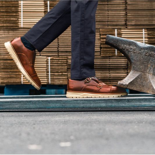 Proxon - Lightweight Brown Steel Toe Monk Strap Shoes for Men