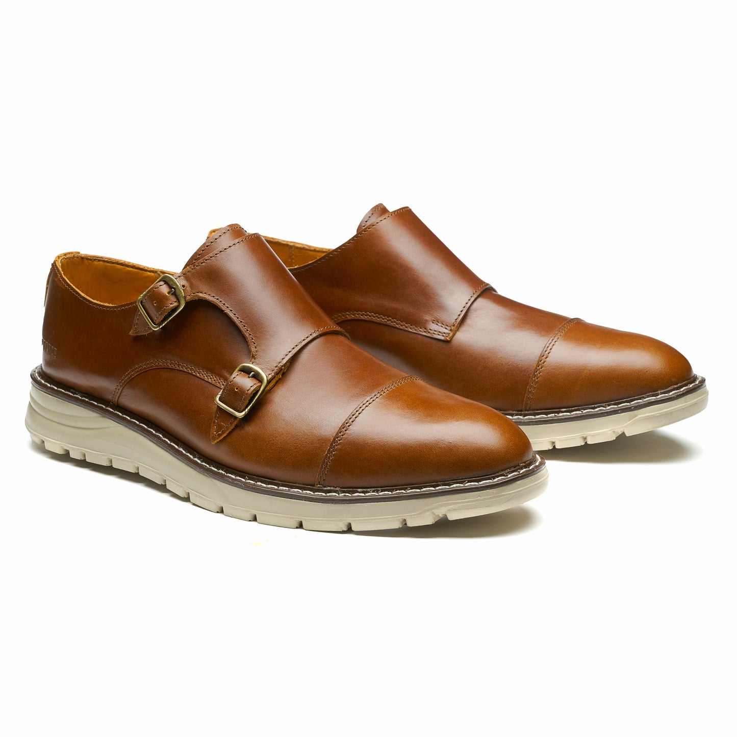 Proxon - Lightweight Brown Steel Toe Monk Strap Shoes for Men