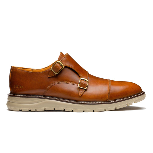 Proxon - Lightweight Brown Steel Toe Monk Strap Shoes for Men