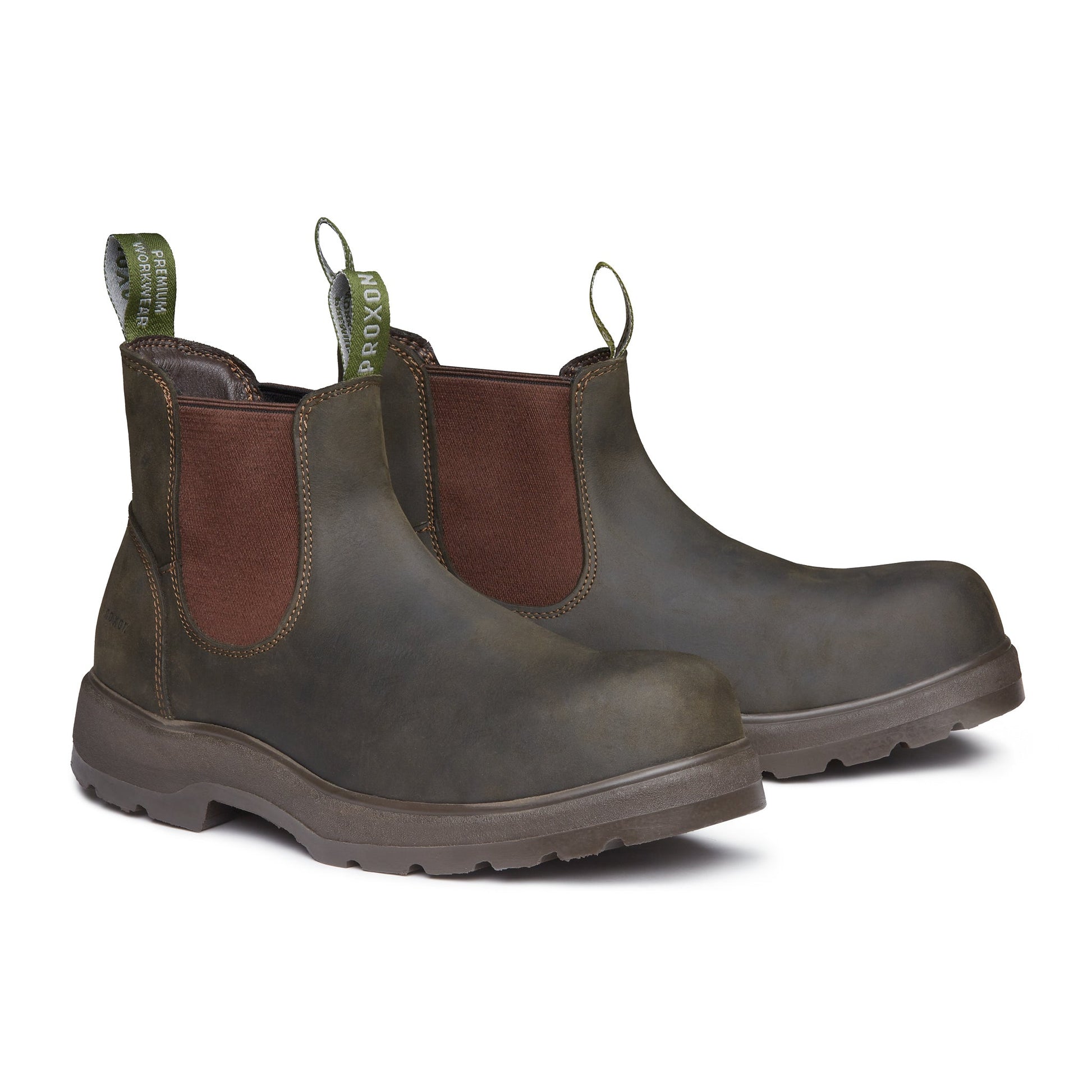 Proxon - Olive Soft Toe Suede Leather Work Chelsea Boots for Men