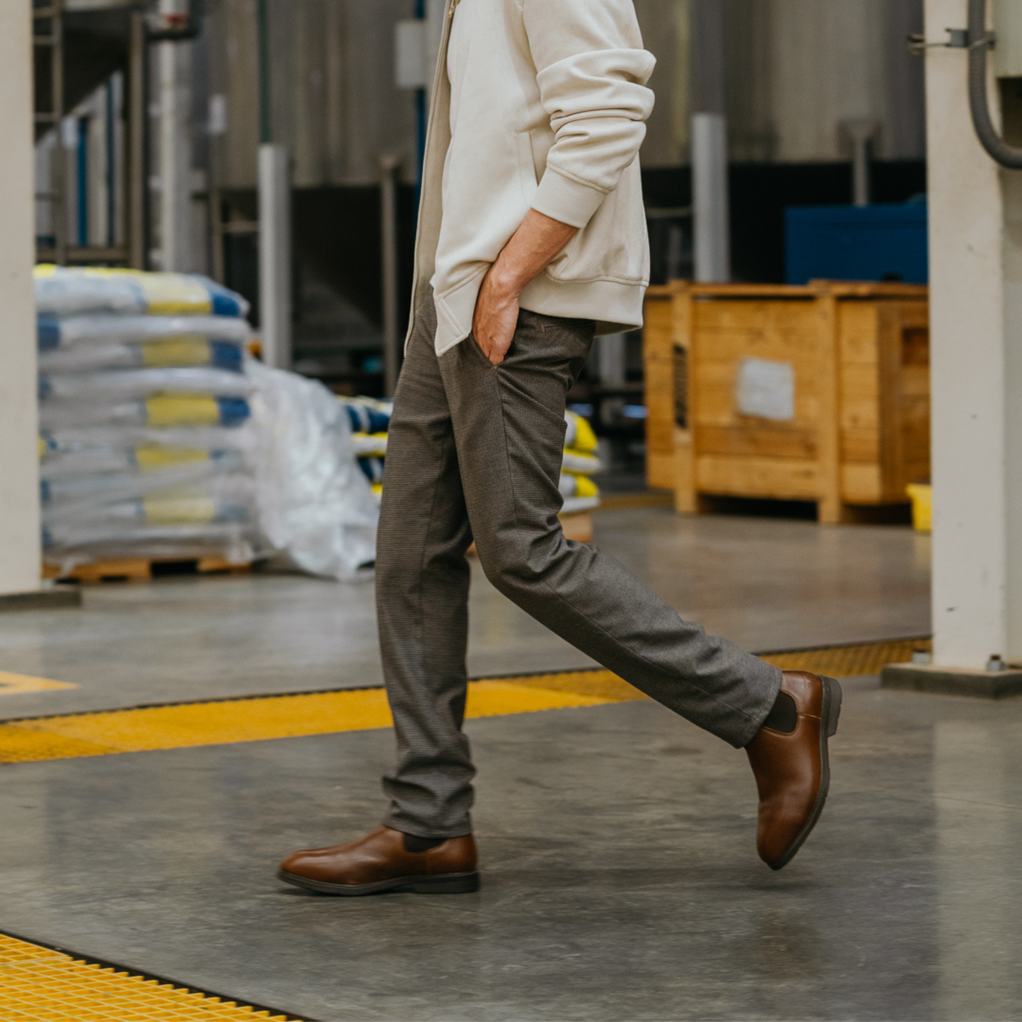 Proxon - Slim fit Brown Chelsea Steel Toe Safety Boots for Men