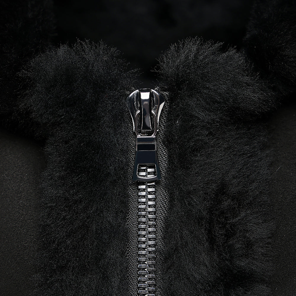 RC2 - Cuadra black casual fashion shearling sheepskin vest for men