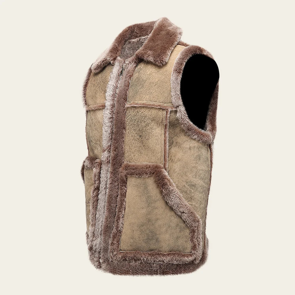 RC2 - Cuadra camel casual fashion shearling sheepskin vest for men