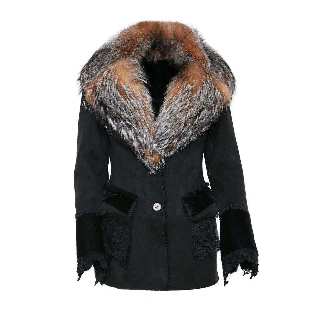 RCNOCHE28Z - Black Cuadra vest with fox fur