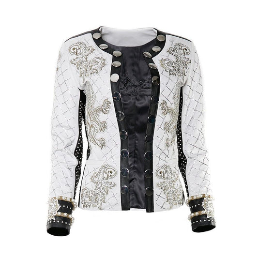 RINGQCC - Cuadra white western fashion lambskin leather jacket for women-Kuet.us