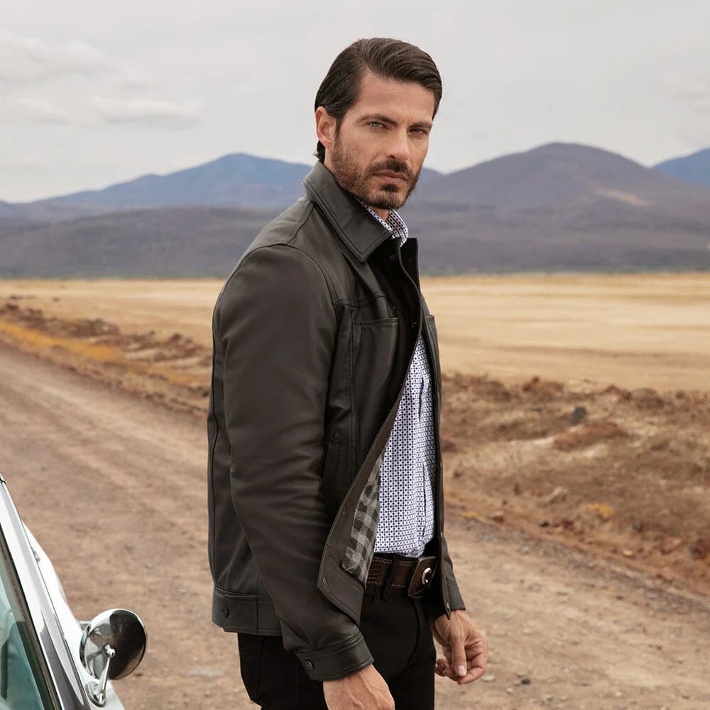 H387BOB - Cuadra chocolate casual fashion lambskin jacket for men