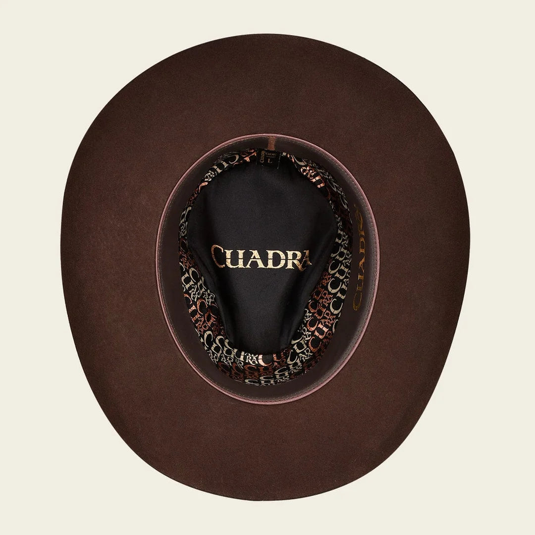 SOM-CD19 - Cuadra brown wide-brim felt hat with braided band for women