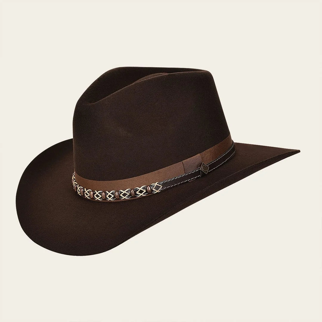 SOM-CD19 - Cuadra brown wide-brim felt hat with braided band for women