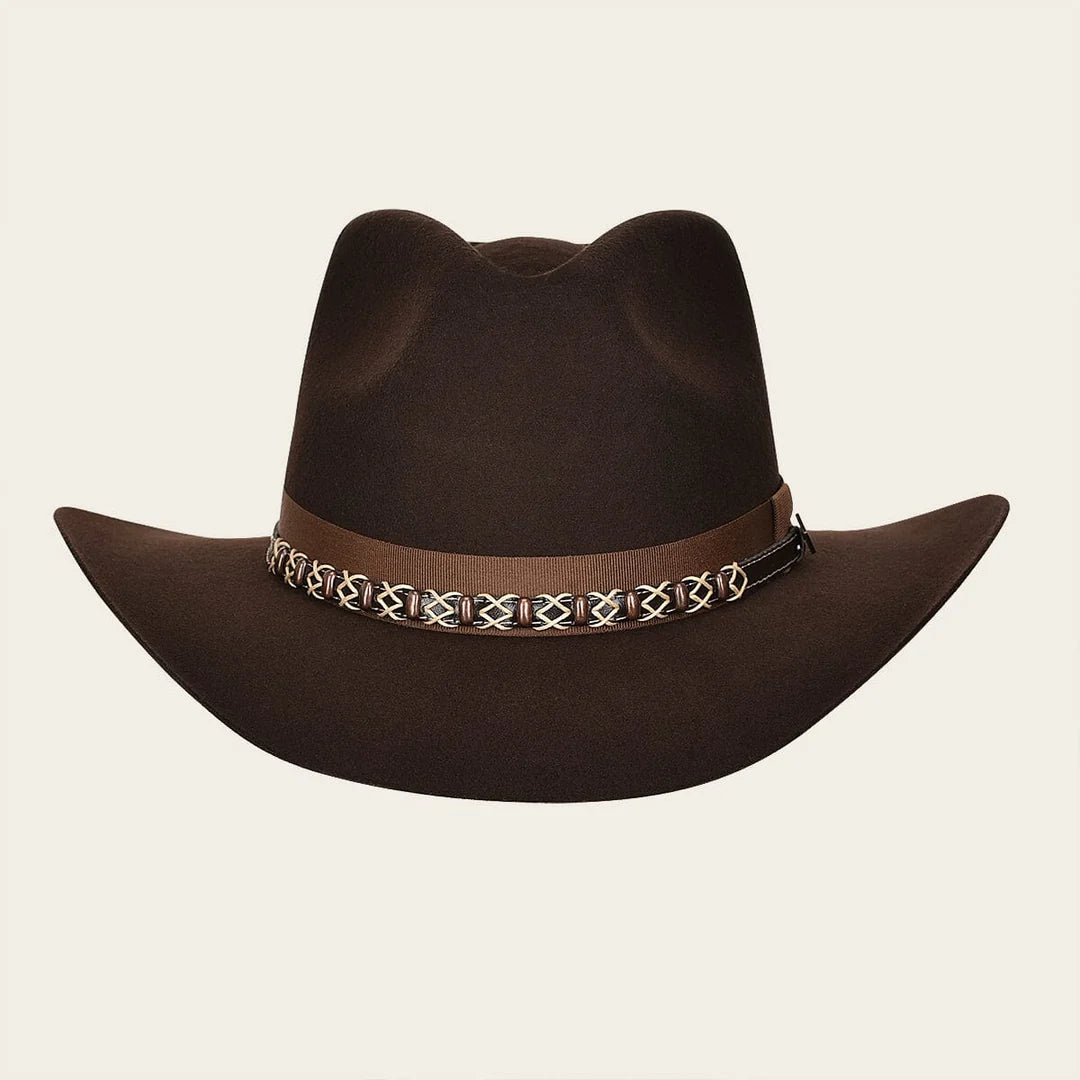 SOM-CD19 - Cuadra brown wide-brim felt hat with braided band for women