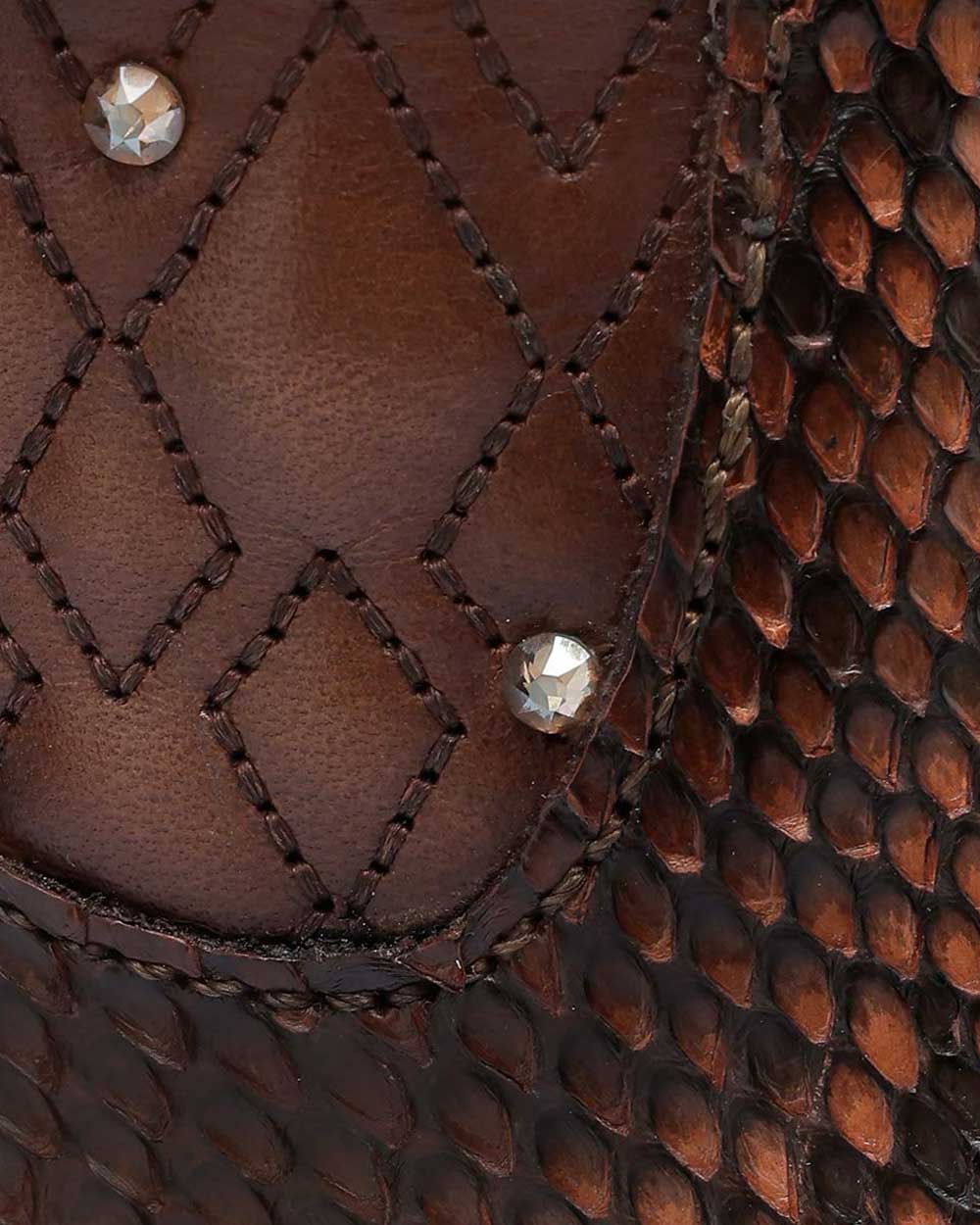 T43PBRN - Cuadra brick brown western cowgirl python skin ankle boots for women