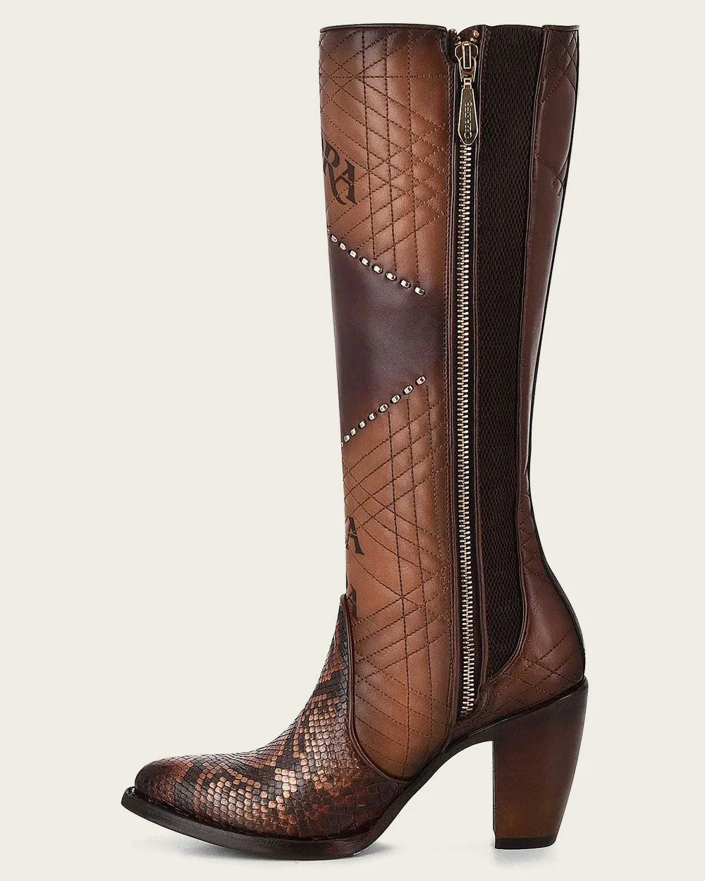 3F66PH - Cuadra chestnut python boots for women