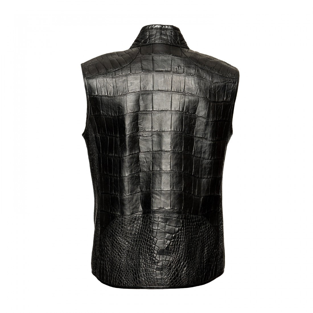 VL003G - Cuadra black casual fashion full exotic alligator leather vest for men-Kuet.us