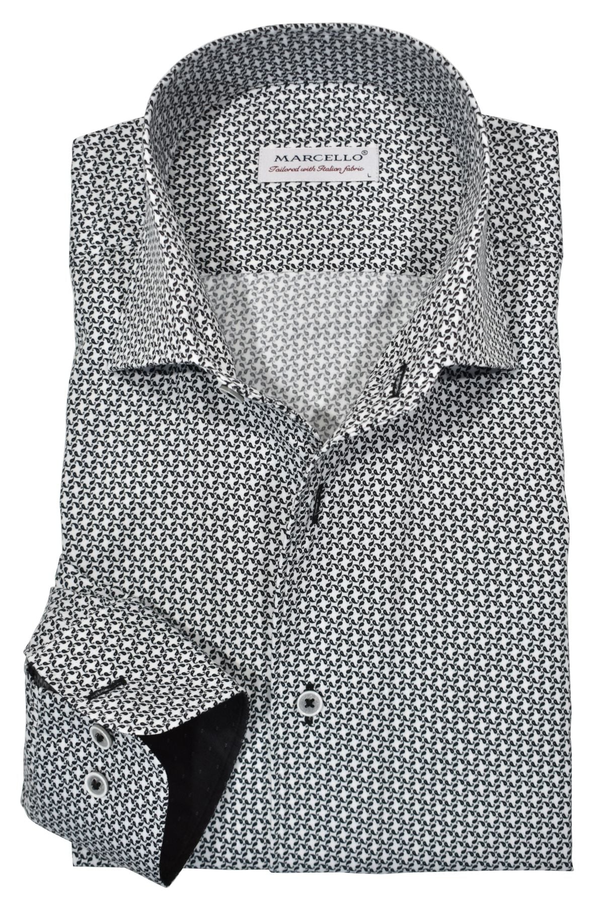 CMW720R - Cuadra black casual fashion cotton shirt for men-Kuet.us
