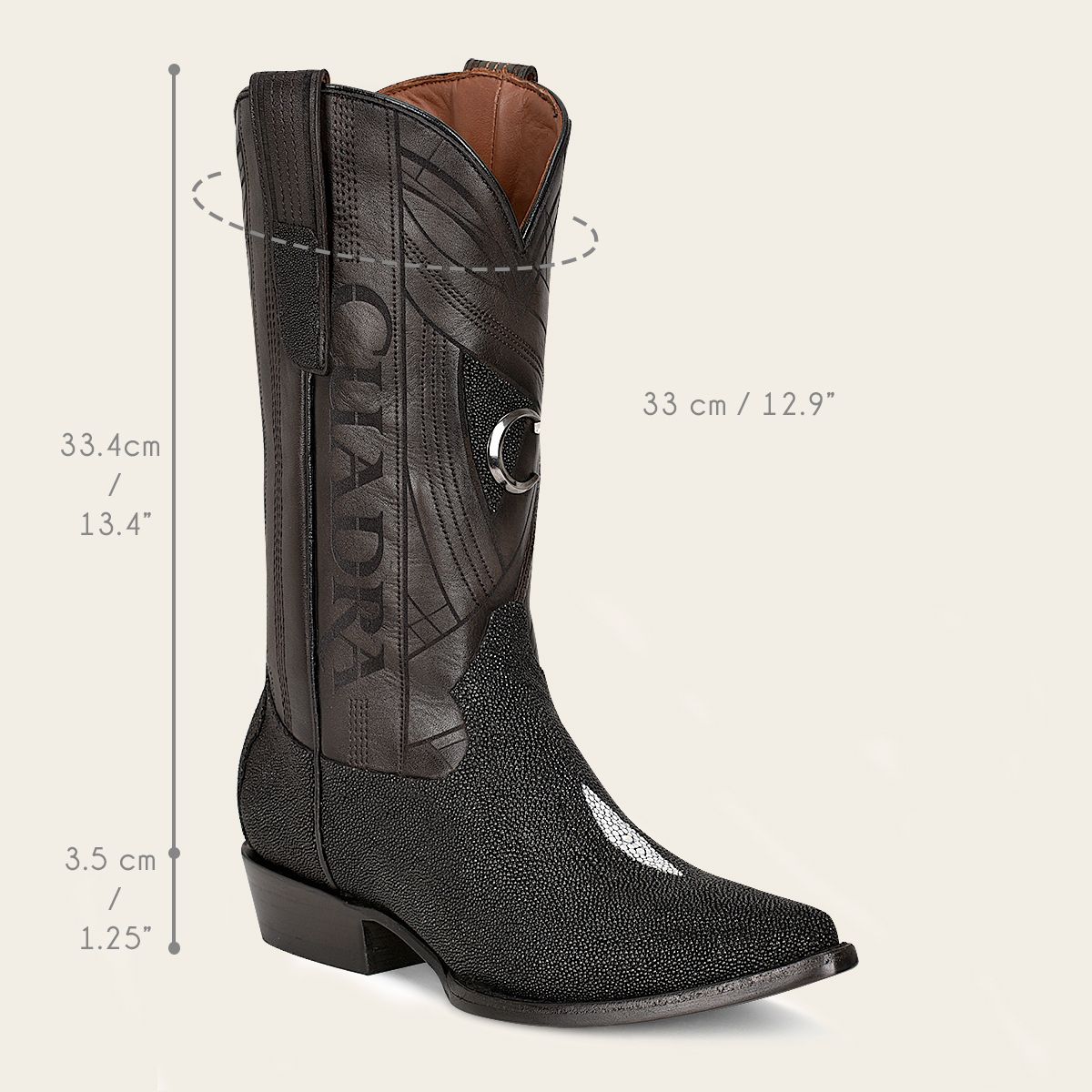 B22PMA - Cuadra Black dress cowboy stingray leather boots for men-Kuet.us