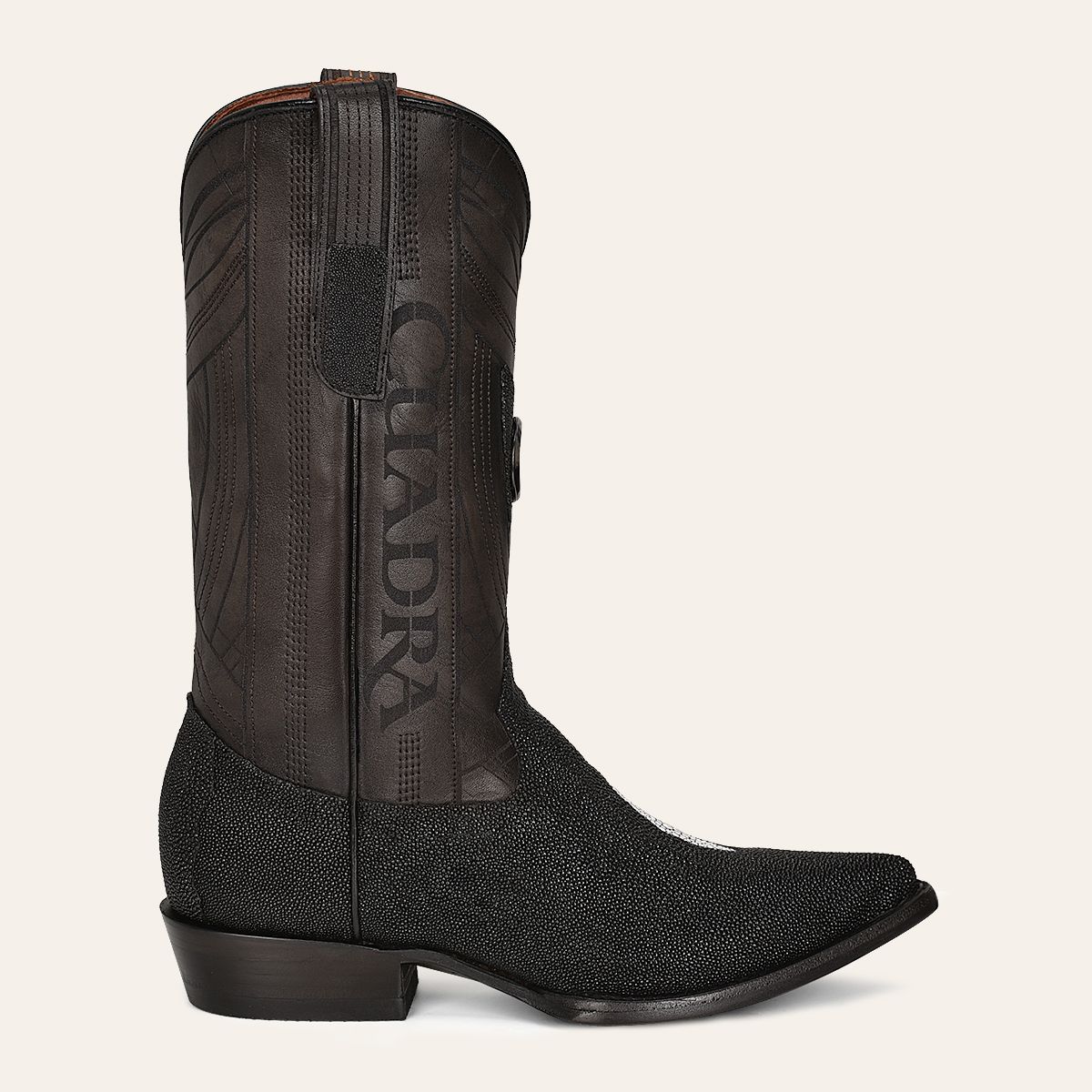 B22PMA - Cuadra Black dress cowboy stingray leather boots for men-Kuet.us