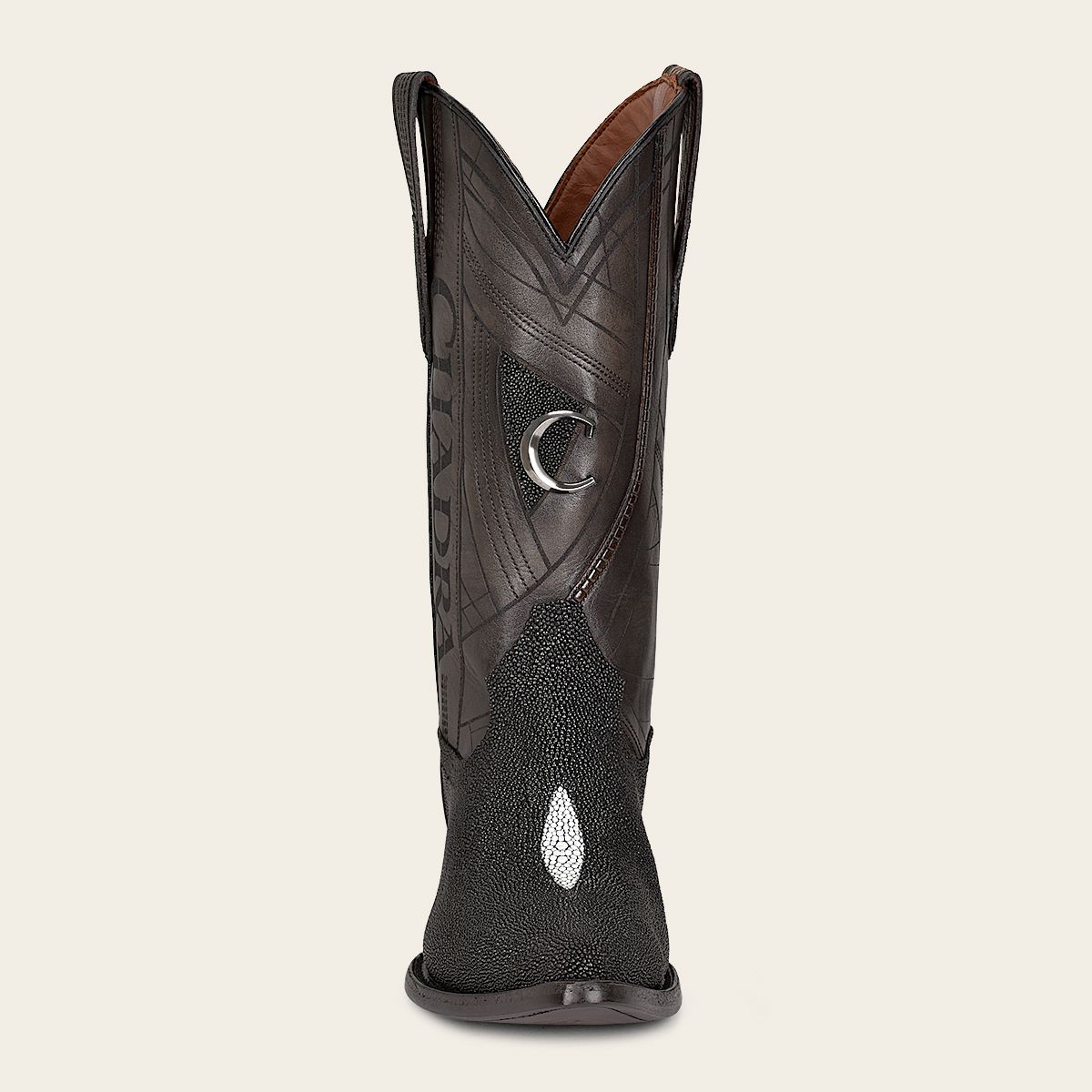 B22PMA - Cuadra Black dress cowboy stingray leather boots for men-Kuet.us