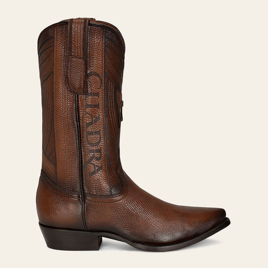 B22PVE - Cuadra brown dress cowboy deer leather boots for men-Kuet.us