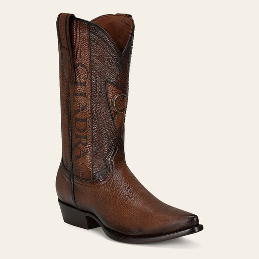 B22PVE - Cuadra brown dress cowboy deer leather boots for men-Kuet.us