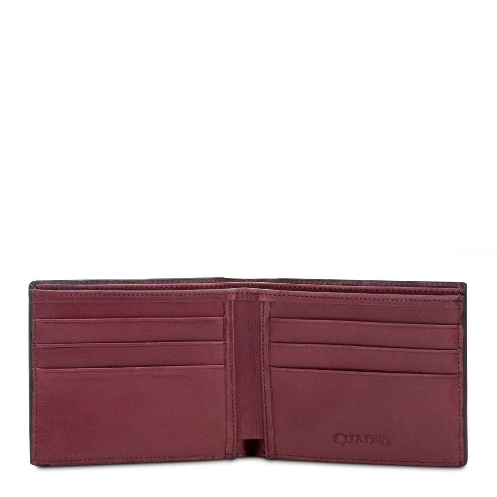 B2910A1 - Cuadra black classic full quill ostrich leather bi fold wallet for men-Kuet.us