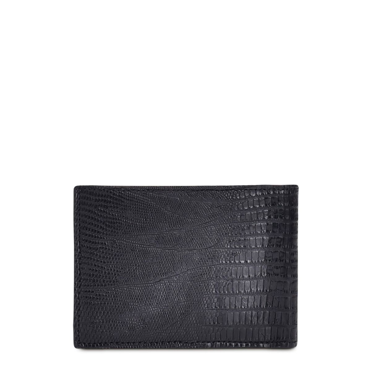 B2910LT - Cuadra black classic lizard leather bi fold wallet for men-Kuet.us