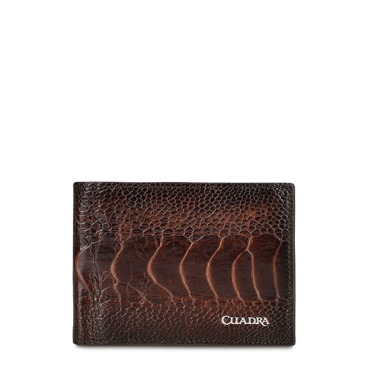 B2910PA - Cuadra chocolate classic ostrich leg bi fold wallet for men-Kuet.us