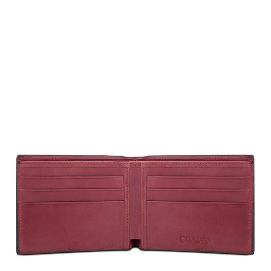 B2910VE - Cuadra black classic deer leather bifold wallet for men-Kuet.us