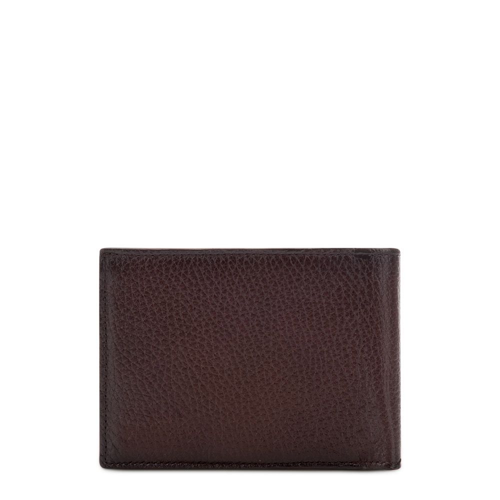 B2910VE - Cuadra brown classic deer leather bi fold wallet for men-Kuet.us