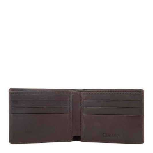 B2940VE - Cuadra almond classic deer leather bi fold wallet for men-Kuet.us