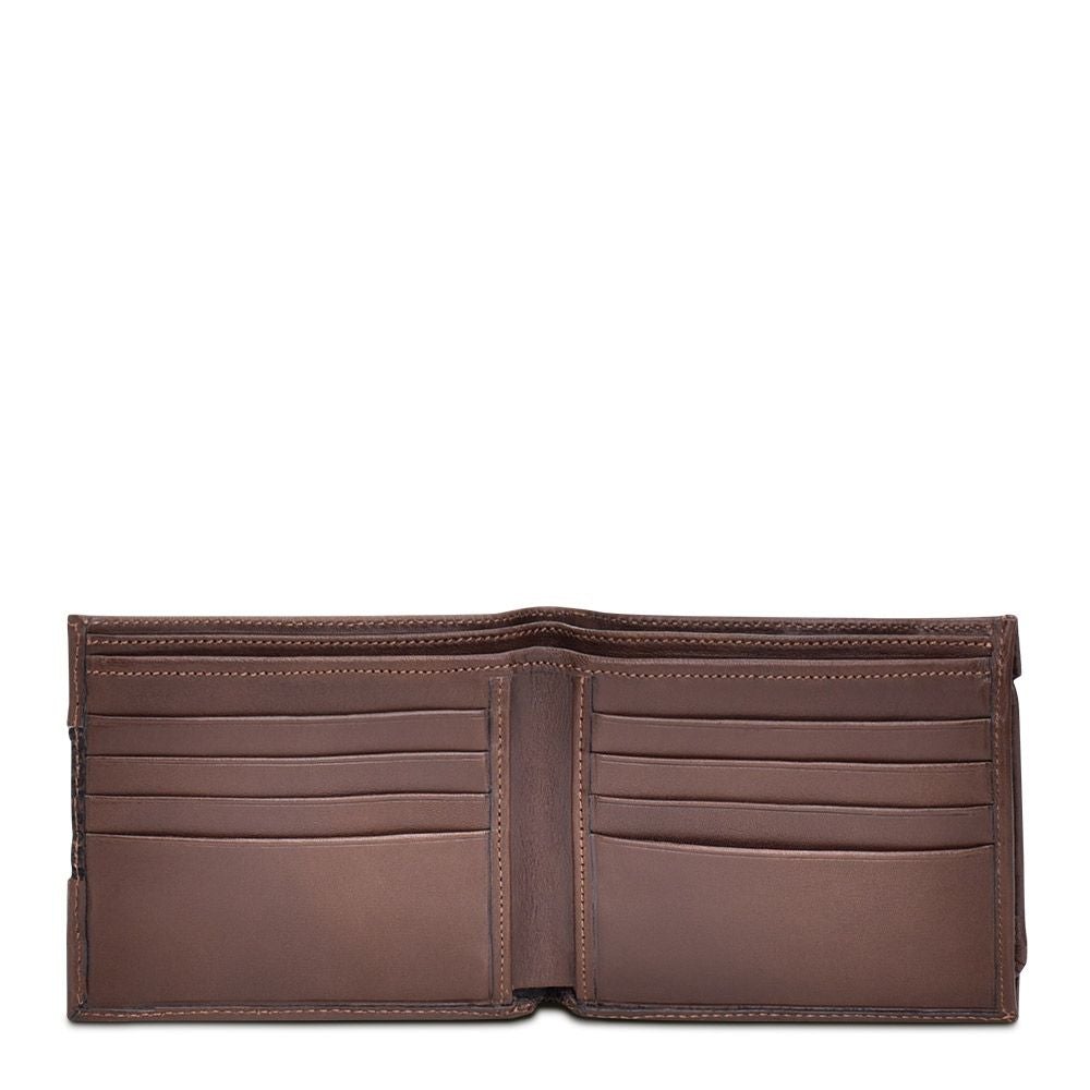 B3014TI - Cuadra black chocolate casual fashion shark bi fold wallet for men-Kuet.us