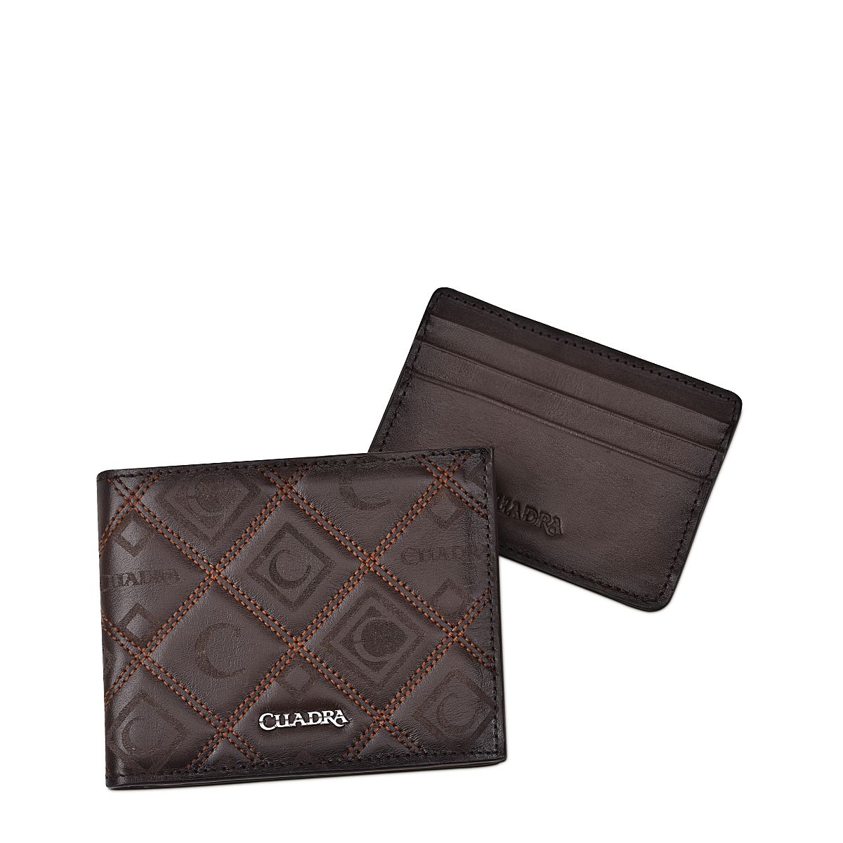 B3018RS - Cuadra brown casual fashion calfskin leather bi fold wallet for men-Kuet.us