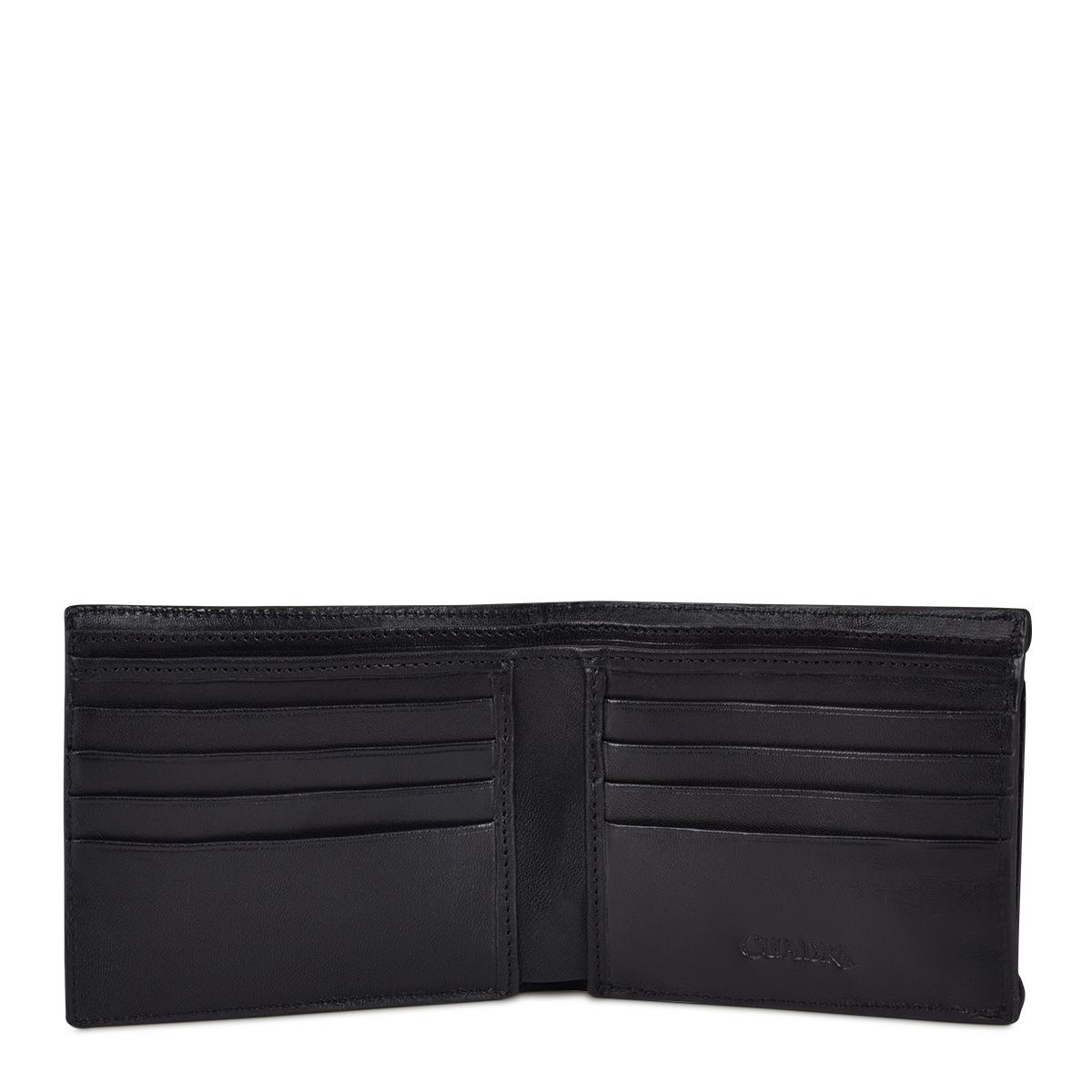 B3038RS - Cuadra black casual fashion leather bi fold wallet for men-Kuet.us