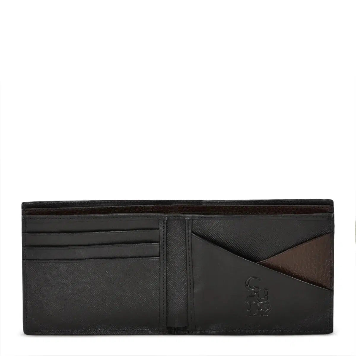 BC012MA - Cuadra black fashion stingray and deer leather bi fold wallet for men-Kuet.us