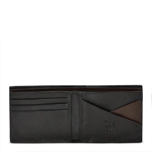 BC012MA - Cuadra black fashion stingray and deer leather bi fold wallet for men-Kuet.us