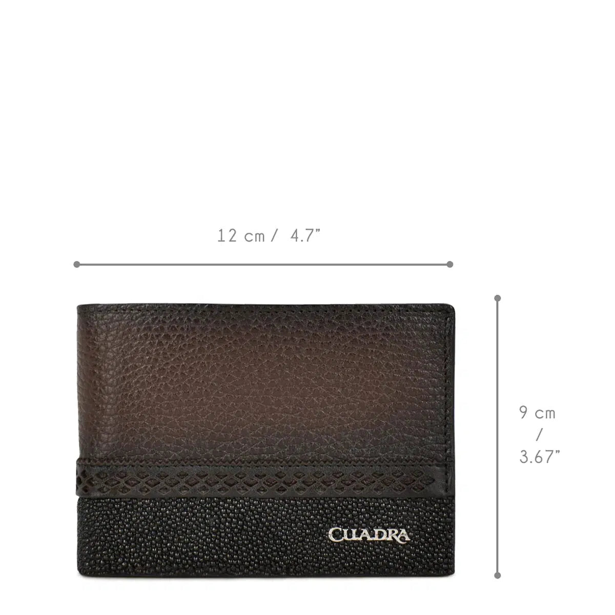 BC012MA - Cuadra black fashion stingray and deer leather bi fold wallet for men-Kuet.us