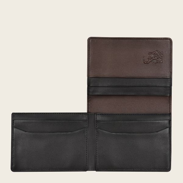 BC014VE - Cuadra chocolate deer leather bi fold wallet for men-Kuet.us