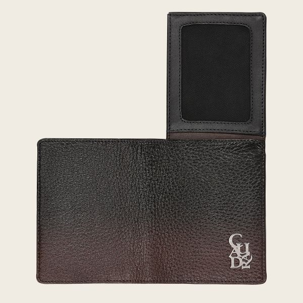 BC014VE - Cuadra chocolate deer leather bi fold wallet for men-Kuet.us