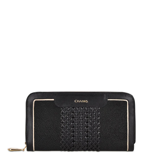 BD138MA - Cuadra black fashion stingray wristlet wallet for women-Kuet.us